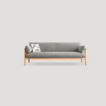 Modern Multi-Color Sofa with Faux Leather and Oak Wood Accents - Beige, Yellow, Gray, Blue, Green, Light Brown fcp-1293