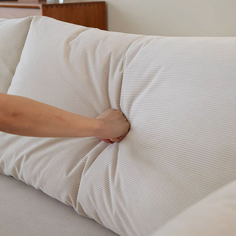 Chic Sofa in Beige and Light Brown with Green Accents and Cherry or Ash Wood Finish - Cotton Corduroy Fabric fcp-1295