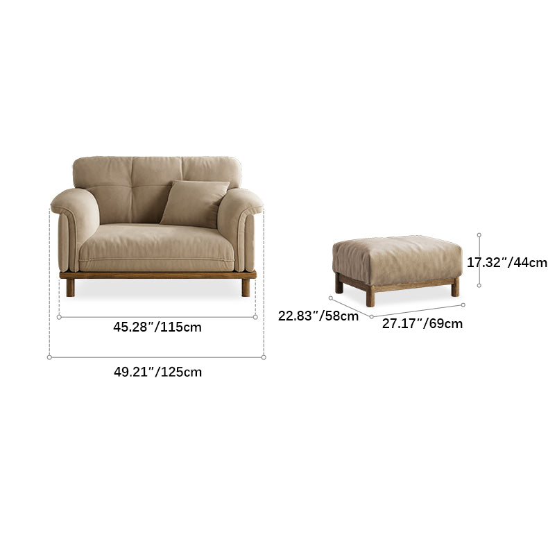 Elegant Beige Sofa with Light Brown Ash Wood Frame - Cotton & Faux Leather Upholstery fcp-1297