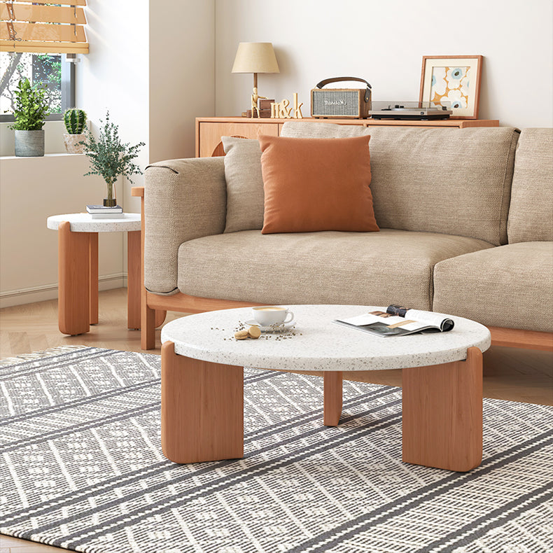 Elegant White Ash Wood & Stone Tea Table – Perfect for Modern Interiors fcp-1312