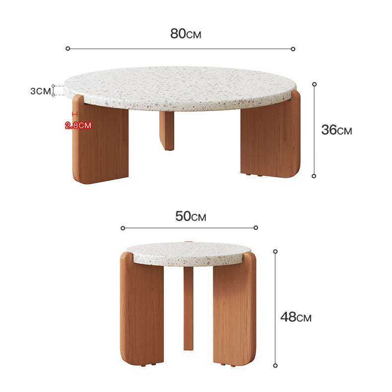 Elegant White Ash Wood & Stone Tea Table – Perfect for Modern Interiors fcp-1312