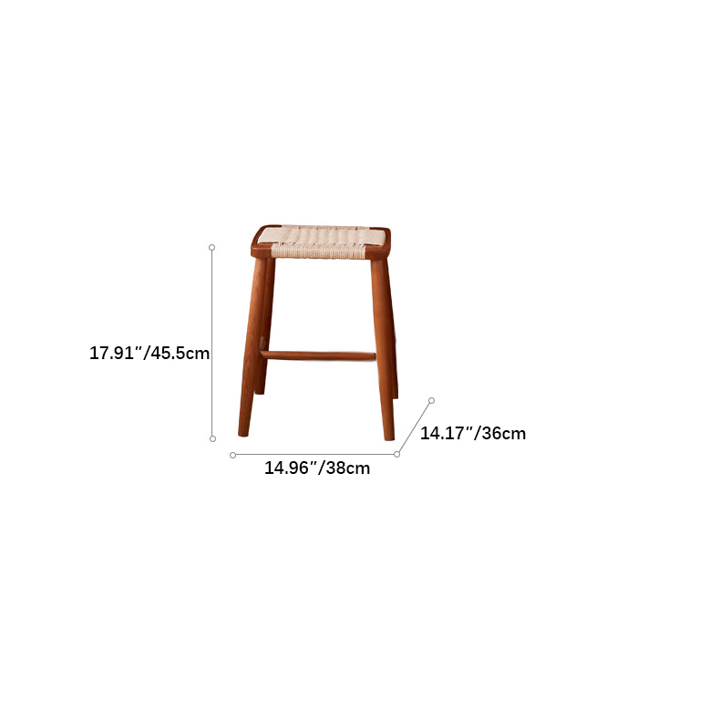 Stylish Natural Cherry Wood and Rattan Stool for Modern Homes fcp-1322