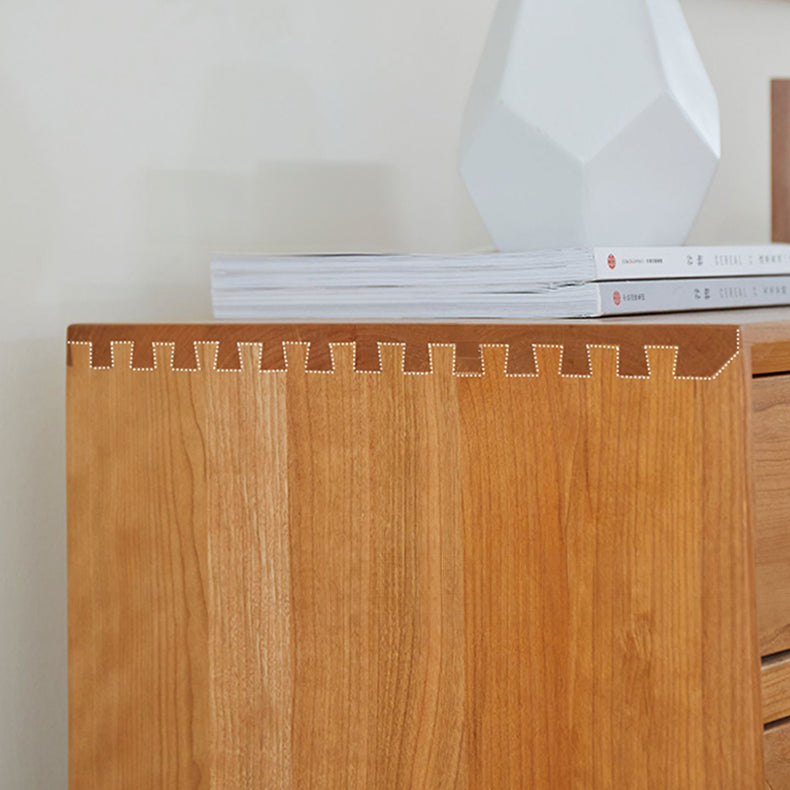 Elegant Natural Cherry Wood Cabinet with Rattan Inlays - Perfect for Stylish Living Spaces fcp-1323