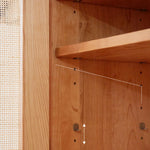 Elegant Natural Cherry Wood Cabinet with Rattan Inlays - Perfect for Stylish Living Spaces fcp-1323