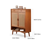 Elegant Natural Cherry Wood Cabinet with Rattan Inlays - Perfect for Stylish Living Spaces fcp-1323