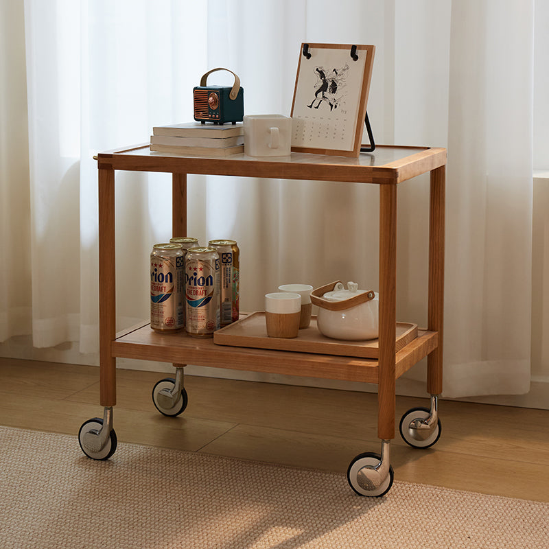 Elegant Natural Cherry Wood Tea Table with Glass Top - Perfect for Living Room Decor fcp-1326