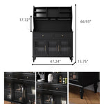 Elegant Black Multi-Layer Board and Glass Cabinet – Stylish Storage Solution for Home and Kitchen fcr-4814