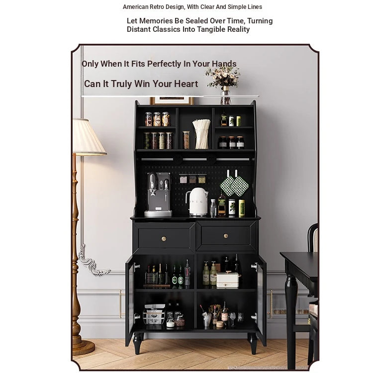 Elegant Black Multi-Layer Board and Glass Cabinet – Stylish Storage Solution for Home and Kitchen fcr-4814