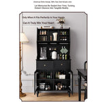 Elegant Black Multi-Layer Board and Glass Cabinet – Stylish Storage Solution for Home and Kitchen fcr-4814