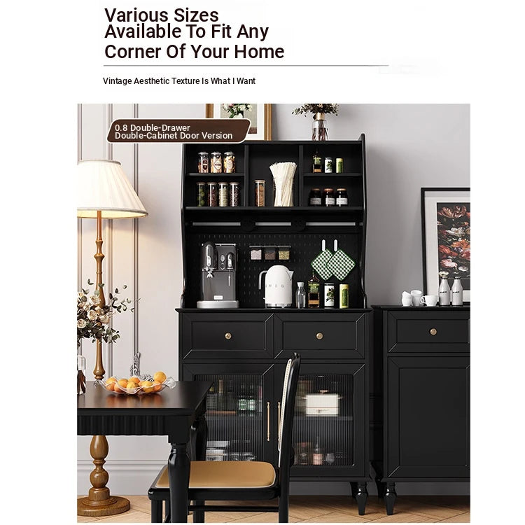 Elegant Black Multi-Layer Board and Glass Cabinet – Stylish Storage Solution for Home and Kitchen fcr-4814