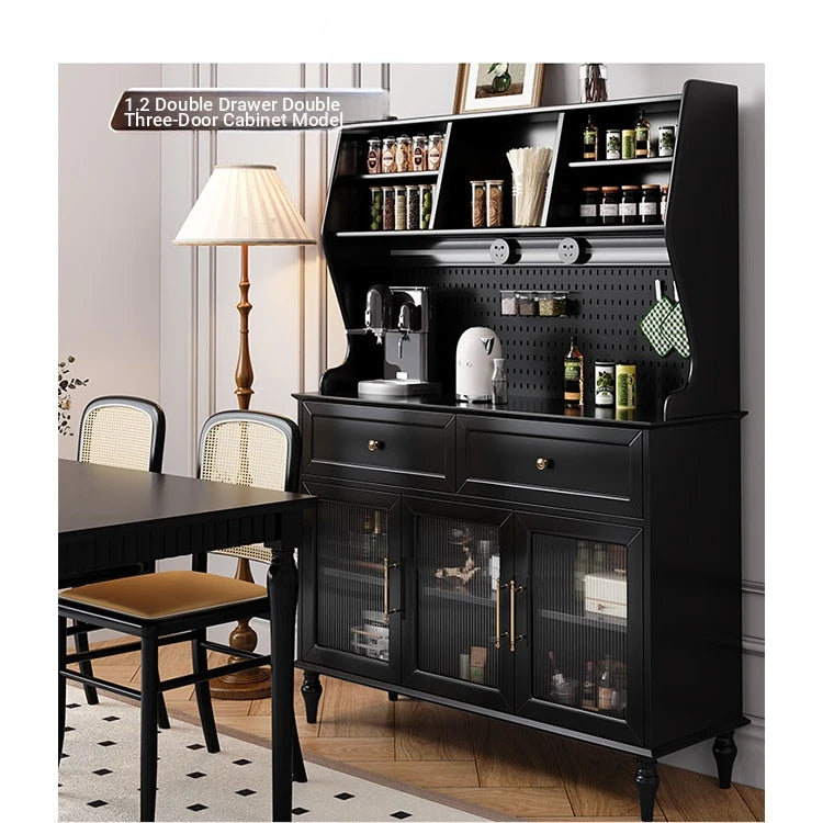Elegant Black Multi-Layer Board and Glass Cabinet – Stylish Storage Solution for Home and Kitchen fcr-4814