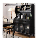 Elegant Black Multi-Layer Board and Glass Cabinet – Stylish Storage Solution for Home and Kitchen fcr-4814