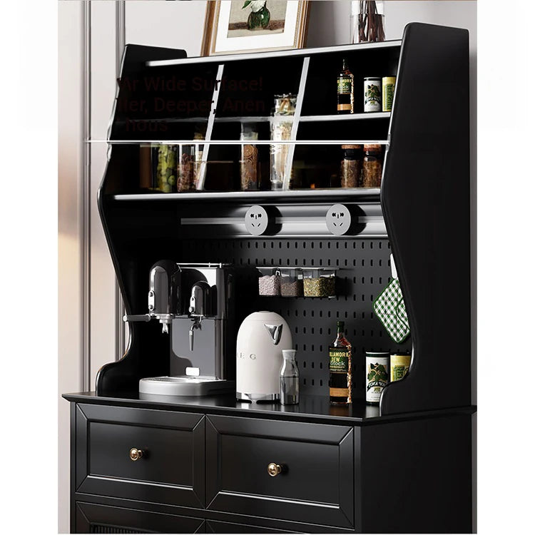 Elegant Black Multi-Layer Board and Glass Cabinet – Stylish Storage Solution for Home and Kitchen fcr-4814