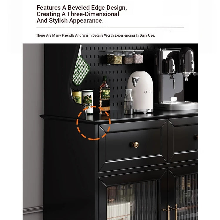 Elegant Black Multi-Layer Board and Glass Cabinet – Stylish Storage Solution for Home and Kitchen fcr-4814