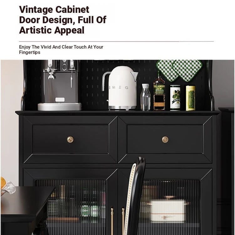 Elegant Black Multi-Layer Board and Glass Cabinet – Stylish Storage Solution for Home and Kitchen fcr-4814