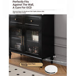 Elegant Black Multi-Layer Board and Glass Cabinet – Stylish Storage Solution for Home and Kitchen fcr-4814