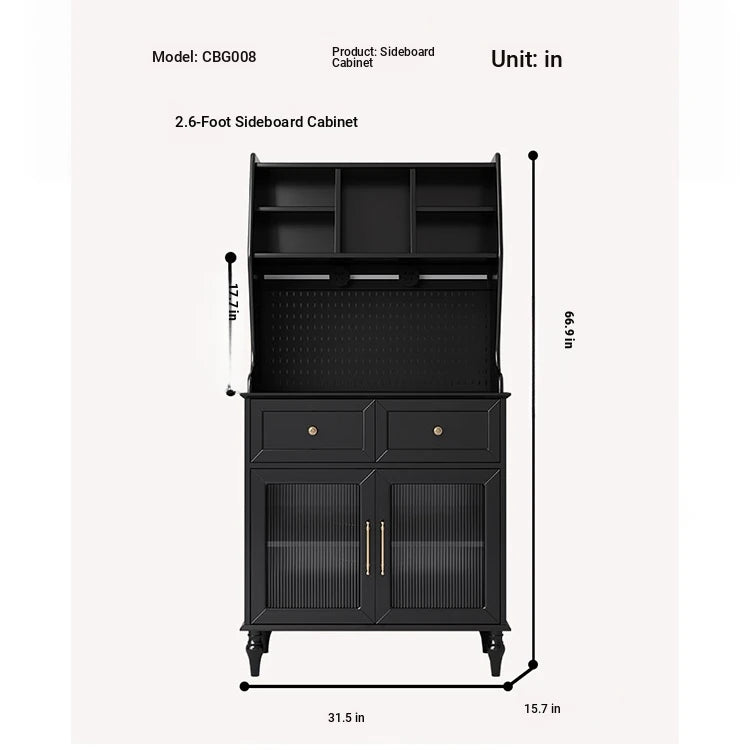 Elegant Black Multi-Layer Board and Glass Cabinet – Stylish Storage Solution for Home and Kitchen fcr-4814