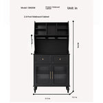 Elegant Black Multi-Layer Board and Glass Cabinet – Stylish Storage Solution for Home and Kitchen fcr-4814