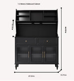 Elegant Black Multi-Layer Board and Glass Cabinet – Stylish Storage Solution for Home and Kitchen fcr-4814