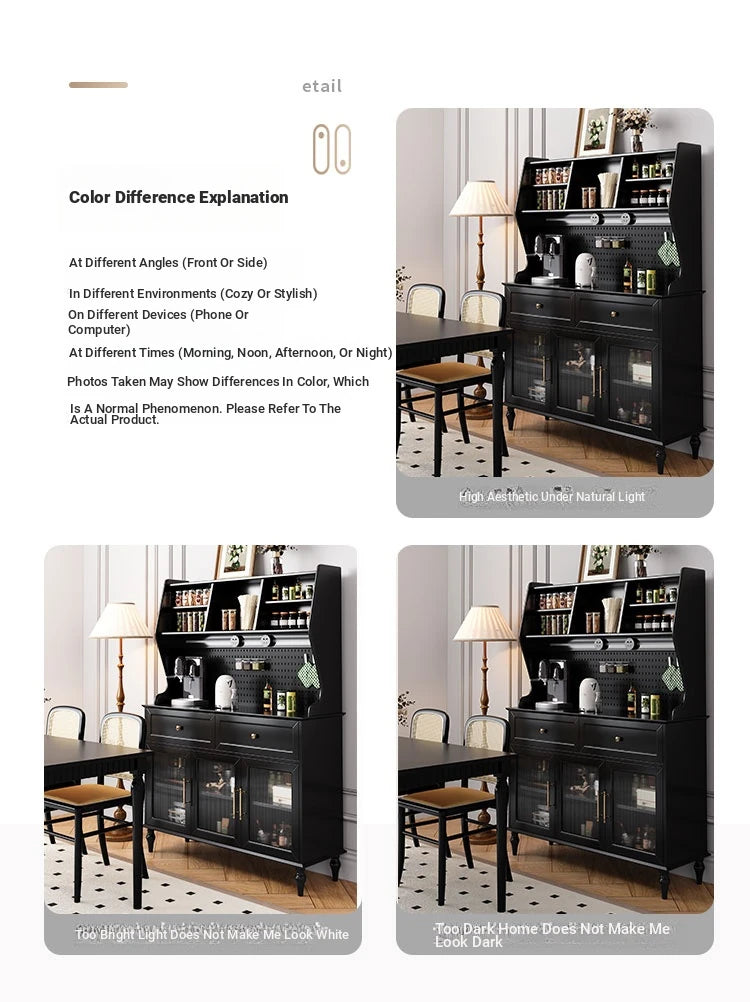 Elegant Black Multi-Layer Board and Glass Cabinet – Stylish Storage Solution for Home and Kitchen fcr-4814