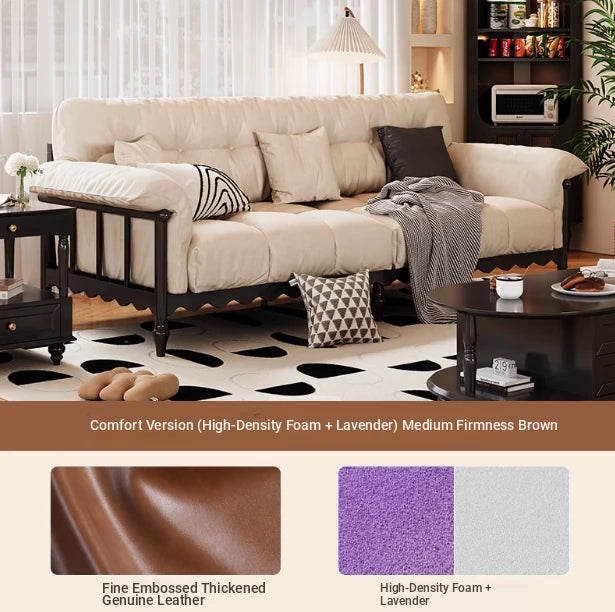 Stylish Cowhide Leather Sofa with Ash Wood Frame – Perfect for Modern Living Rooms fcr-4815