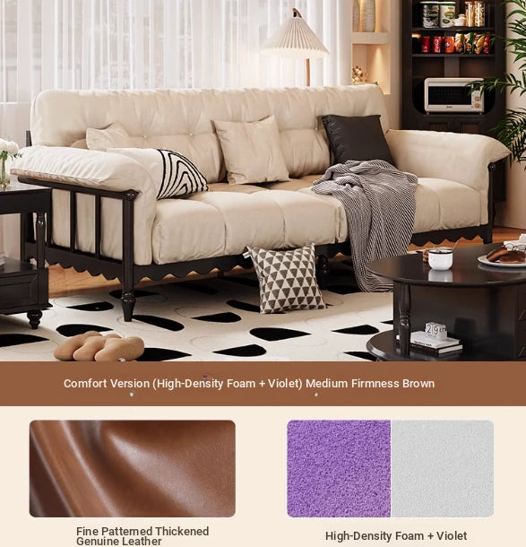 Stylish Cowhide Leather Sofa with Ash Wood Frame – Perfect for Modern Living Rooms fcr-4815