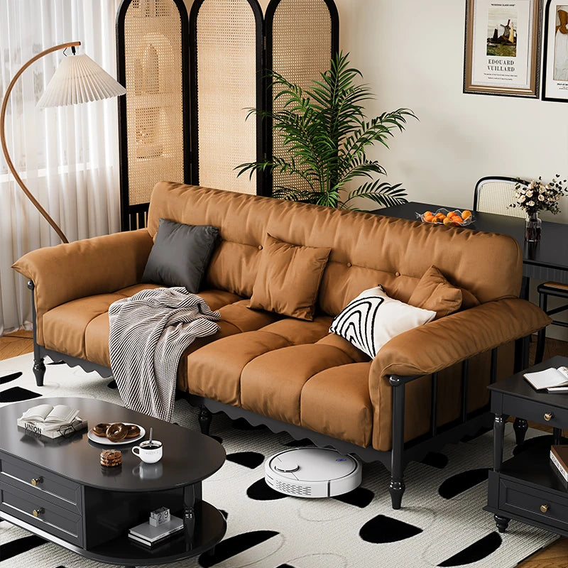 Stylish Cowhide Leather Sofa with Ash Wood Frame – Perfect for Modern Living Rooms fcr-4815
