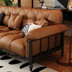 Stylish Cowhide Leather Sofa with Ash Wood Frame – Perfect for Modern Living Rooms fcr-4815