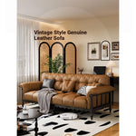 Stylish Cowhide Leather Sofa with Ash Wood Frame – Perfect for Modern Living Rooms fcr-4815