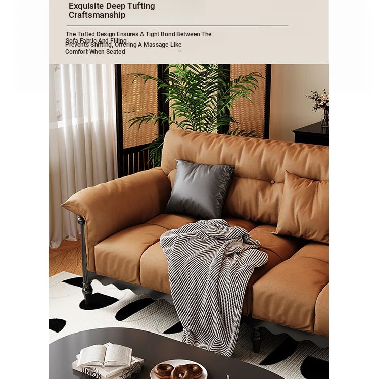 Stylish Cowhide Leather Sofa with Ash Wood Frame – Perfect for Modern Living Rooms fcr-4815
