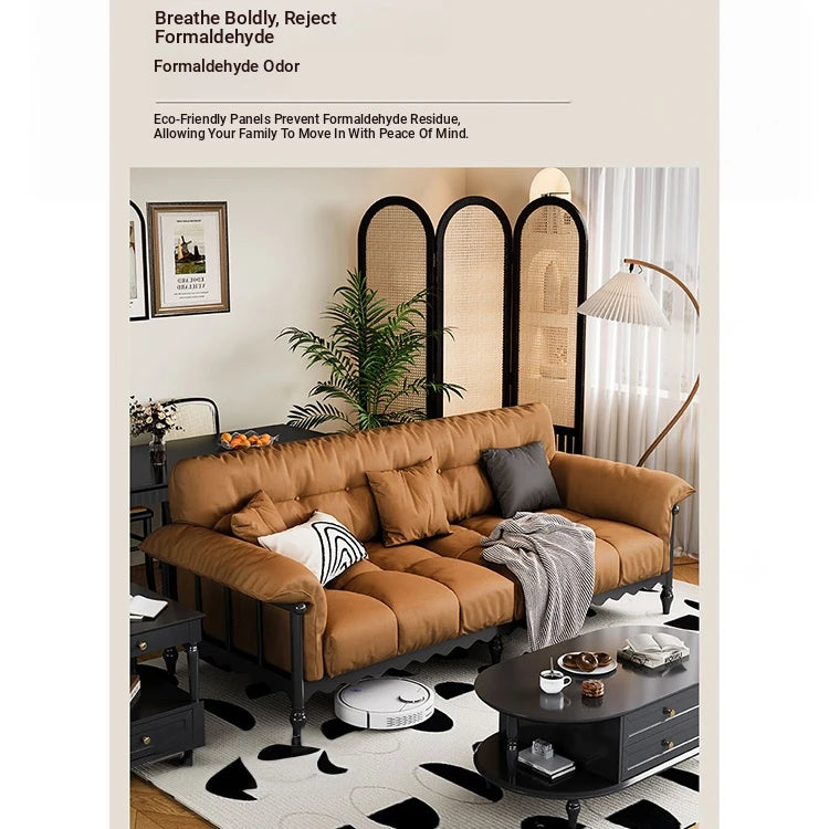 Stylish Cowhide Leather Sofa with Ash Wood Frame – Perfect for Modern Living Rooms fcr-4815