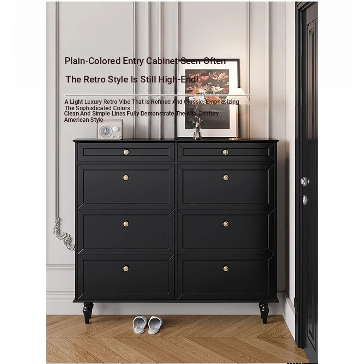 Elegant Black Multi-Layer Board Cabinet with Stylish Drawers for Modern Home Storage fcr-4817