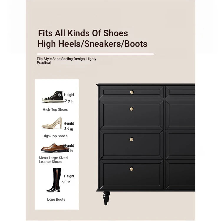 Elegant Black Multi-Layer Board Cabinet with Stylish Drawers for Modern Home Storage fcr-4817