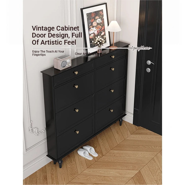 Elegant Black Multi-Layer Board Cabinet with Stylish Drawers for Modern Home Storage fcr-4817