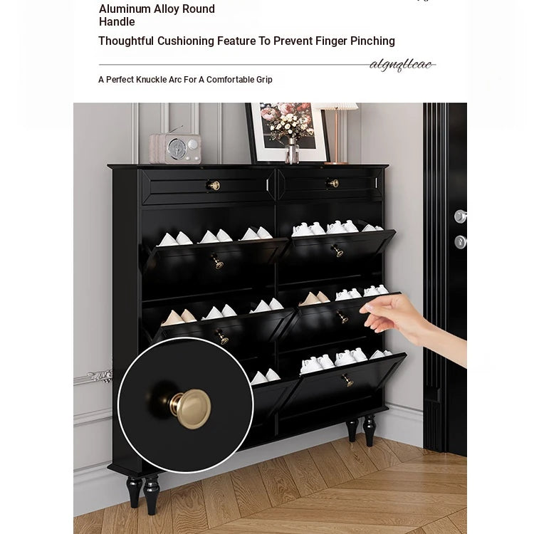 Elegant Black Multi-Layer Board Cabinet with Stylish Drawers for Modern Home Storage fcr-4817