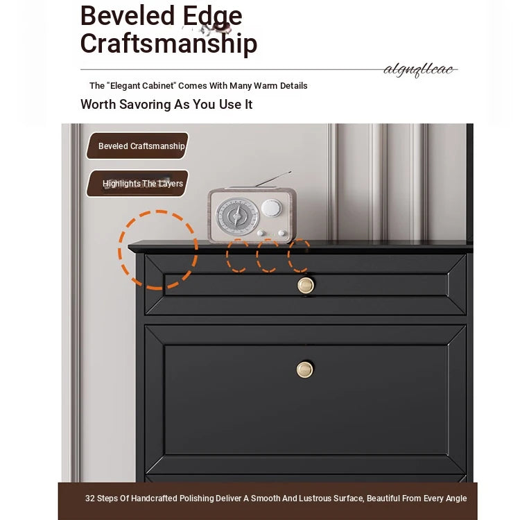 Elegant Black Multi-Layer Board Cabinet with Stylish Drawers for Modern Home Storage fcr-4817