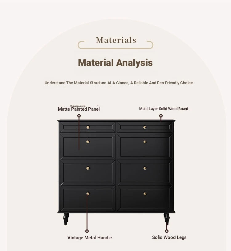 Elegant Black Multi-Layer Board Cabinet with Stylish Drawers for Modern Home Storage fcr-4817