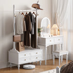 Stylish Multi-Layer Storage Rack with Hanging Bar & Drawers - Perfect for Organizing Clothes and Accessories fcr-4818