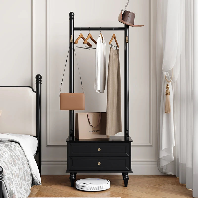 Stylish Multi-Layer Storage Rack with Hanging Bar & Drawers - Perfect for Organizing Clothes and Accessories fcr-4818