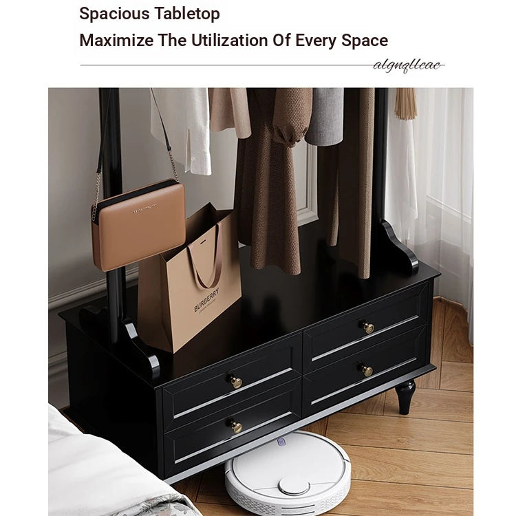 Stylish Multi-Layer Storage Rack with Hanging Bar & Drawers - Perfect for Organizing Clothes and Accessories fcr-4818