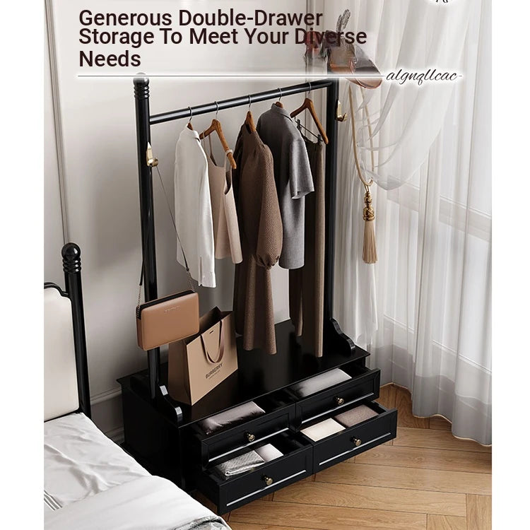Stylish Multi-Layer Storage Rack with Hanging Bar & Drawers - Perfect for Organizing Clothes and Accessories fcr-4818