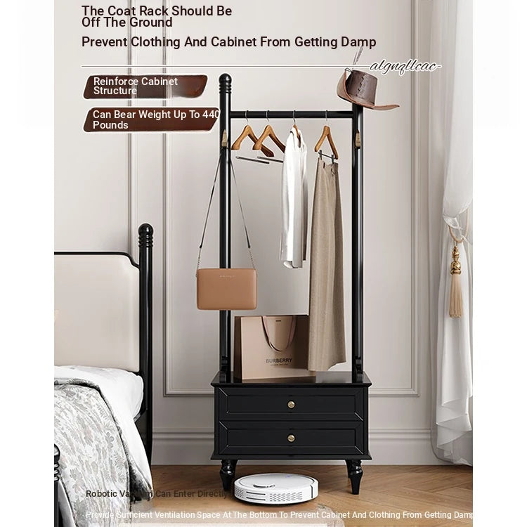 Stylish Multi-Layer Storage Rack with Hanging Bar & Drawers - Perfect for Organizing Clothes and Accessories fcr-4818