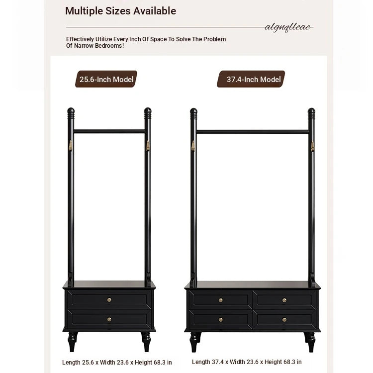 Stylish Multi-Layer Storage Rack with Hanging Bar & Drawers - Perfect for Organizing Clothes and Accessories fcr-4818