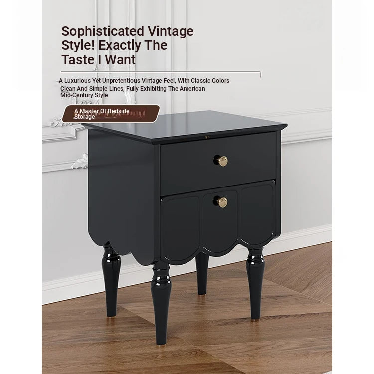 Elegant Black Bedside Cupboard with Multi-Layer Board and Stylish Design - Perfect for Modern Bedrooms fcr-4819
