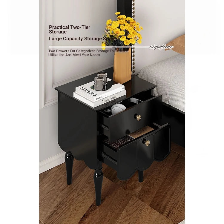 Elegant Black Bedside Cupboard with Multi-Layer Board and Stylish Design - Perfect for Modern Bedrooms fcr-4819