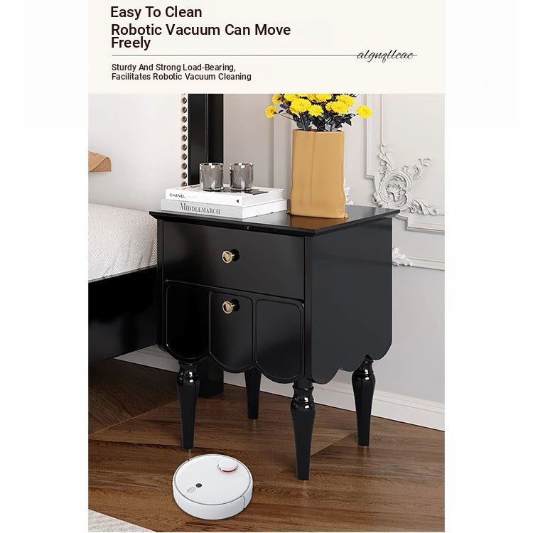 Elegant Black Bedside Cupboard with Multi-Layer Board and Stylish Design - Perfect for Modern Bedrooms fcr-4819