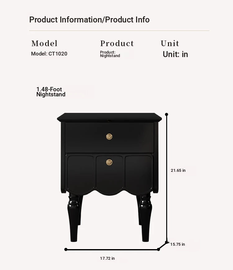Elegant Black Bedside Cupboard with Multi-Layer Board and Stylish Design - Perfect for Modern Bedrooms fcr-4819