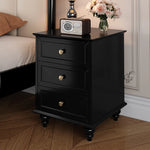 Stylish Black Bedside Cupboard with 3 Drawers - Multi-Layer Board Nightstand for Bedroom Storage fcr-4821
