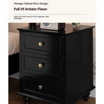 Stylish Black Bedside Cupboard with 3 Drawers - Multi-Layer Board Nightstand for Bedroom Storage fcr-4821