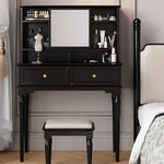 Elegant Black Makeup Table with Multi-Layer Board and Glass - Stylish Vanity Set for Your Beauty Routine fcr-4824